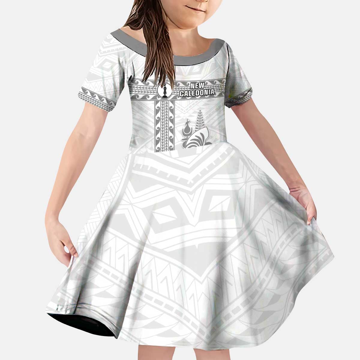Custom New Caledonia Football Kid Short Sleeve Dress Go The Kagus LT05 KID White - Polynesian Pride