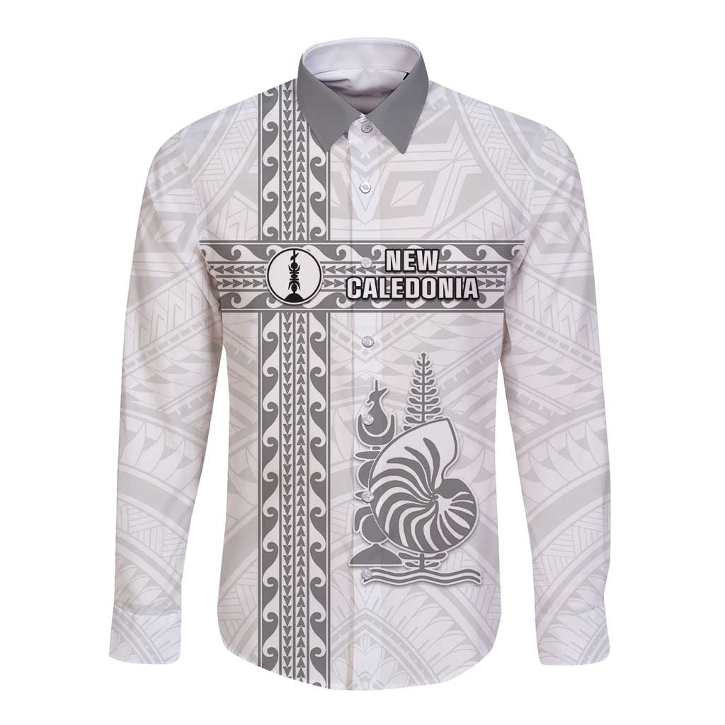 Custom New Caledonia Football Long Sleeve Button Shirt Go The Kagus LT05 Unisex White - Polynesian Pride