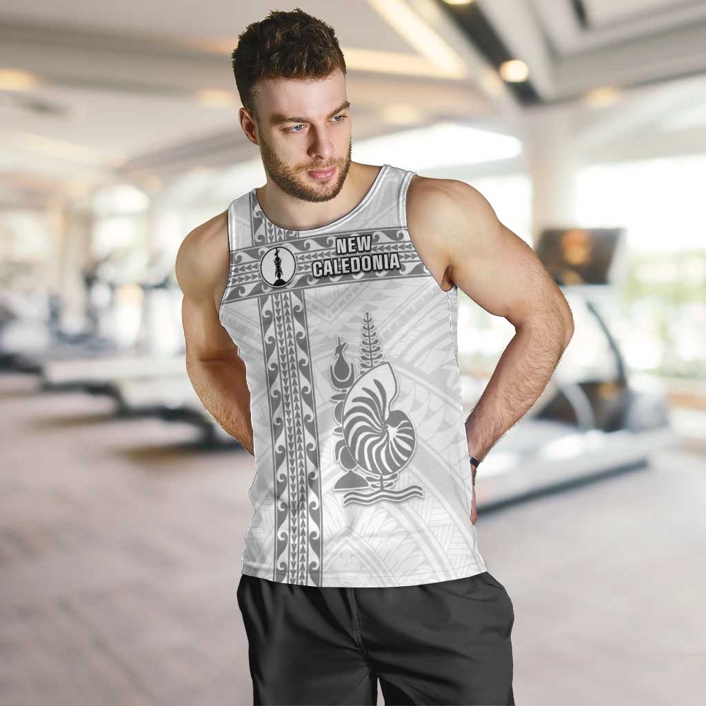 Custom New Caledonia Football Men Tank Top Go The Kagus LT05 White - Polynesian Pride