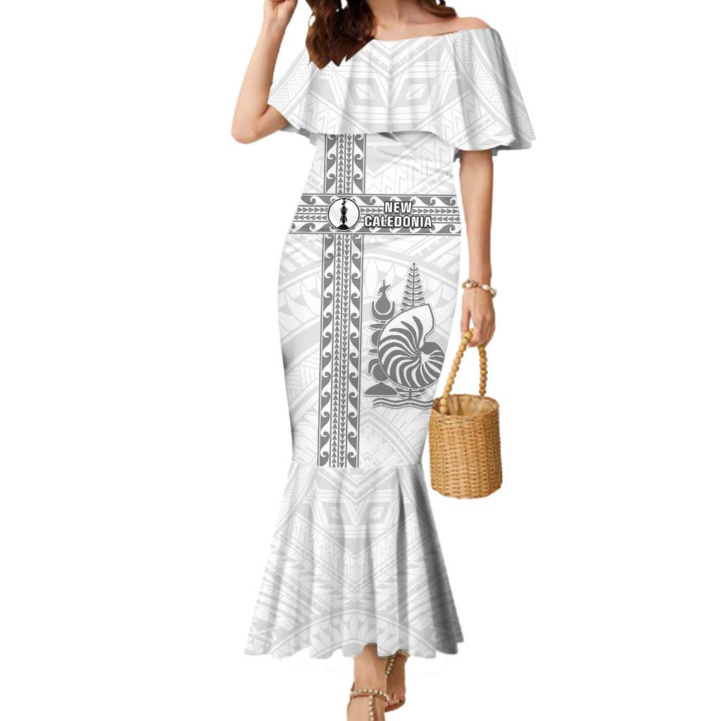 Custom New Caledonia Football Mermaid Dress Go The Kagus LT05 Women White - Polynesian Pride