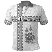 Custom New Caledonia Football Polo Shirt Go The Kagus LT05 White - Polynesian Pride