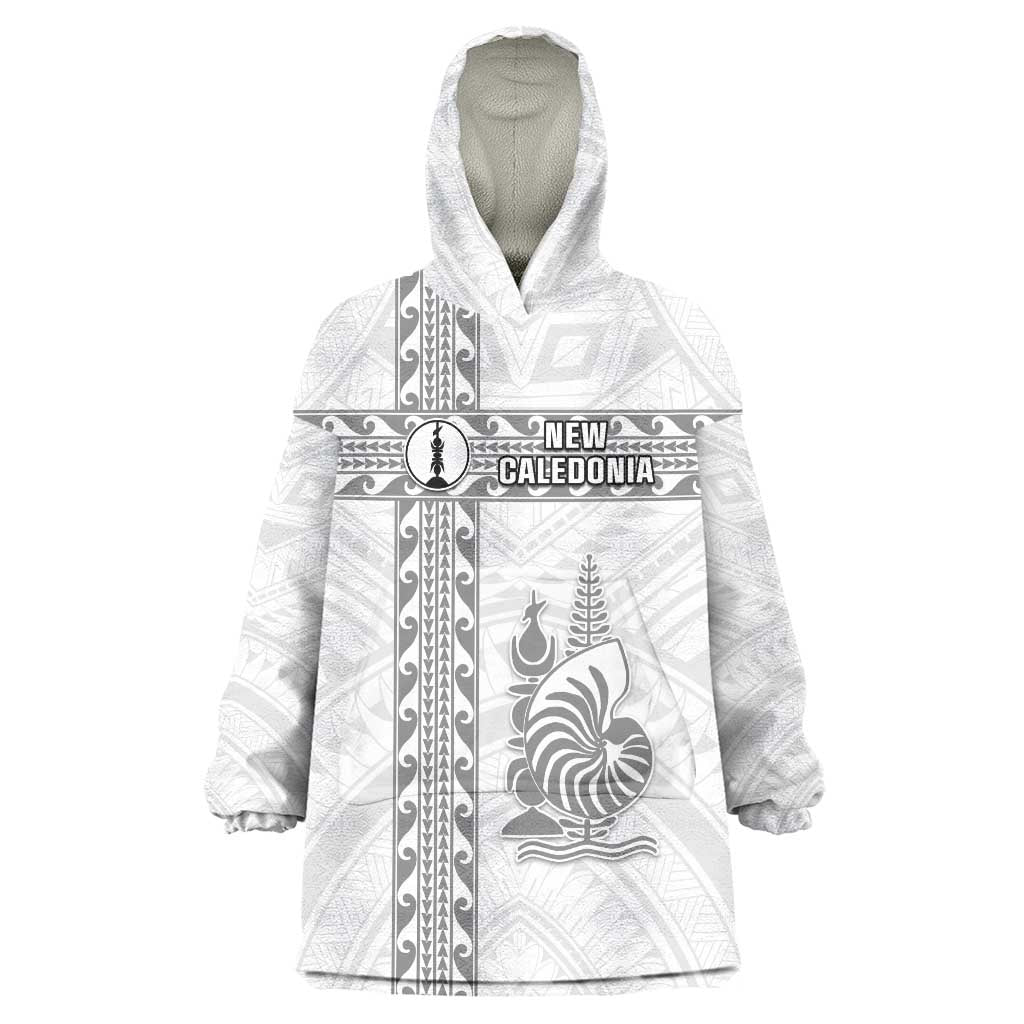 Custom New Caledonia Football Wearable Blanket Hoodie Go The Kagus LT05 One Size White - Polynesian Pride