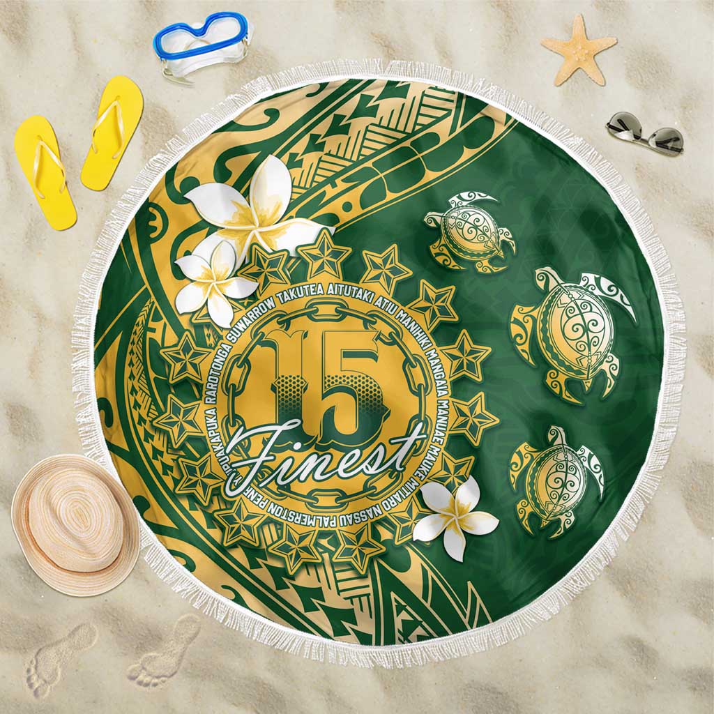 Cook Islands 15 Finest Beach Blanket Plumeria Polynesian Turtle LT05 One Size 150cm Green - Polynesian Pride