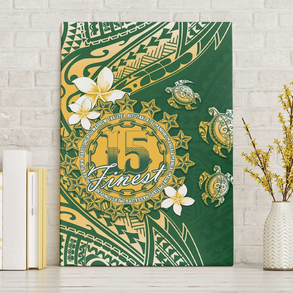 Cook Islands 15 Finest Canvas Wall Art Plumeria Polynesian Turtle LT05 Without Frame Green - Polynesian Pride