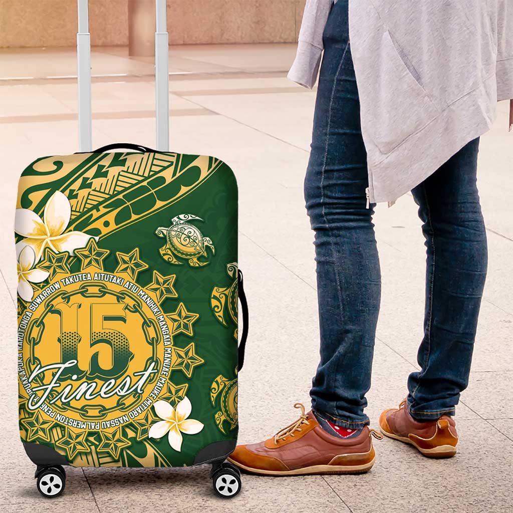 Cook Islands 15 Finest Luggage Cover Plumeria Polynesian Turtle LT05 Green - Polynesian Pride