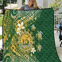 Cook Islands 15 Finest Quilt Plumeria Polynesian Turtle LT05 Green - Polynesian Pride