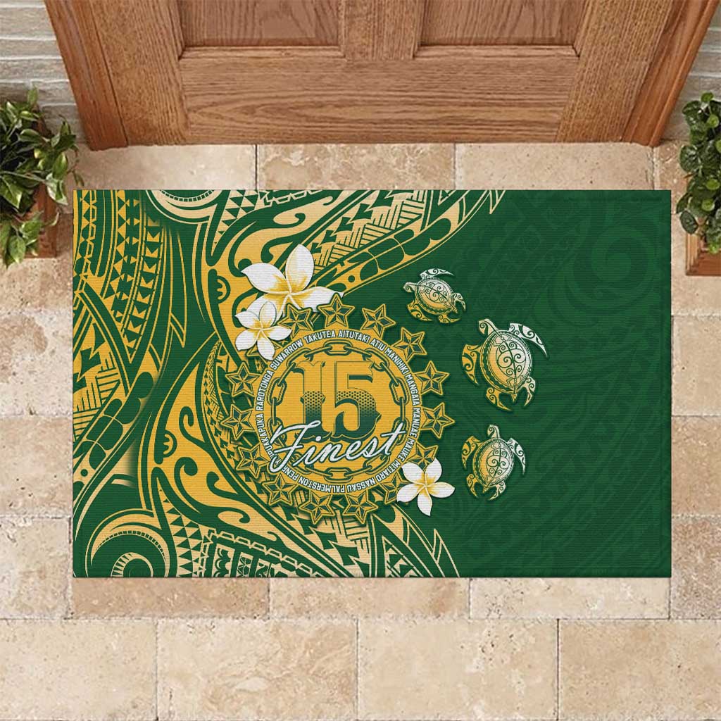 Cook Islands 15 Finest Rubber Doormat Plumeria Polynesian Turtle LT05 Green - Polynesian Pride
