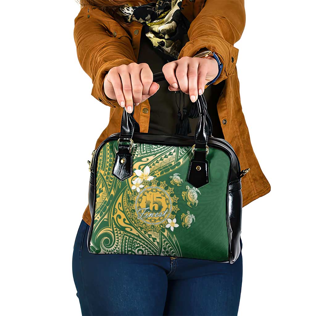 Cook Islands 15 Finest Shoulder Handbag Plumeria Polynesian Turtle LT05 One Size Green - Polynesian Pride