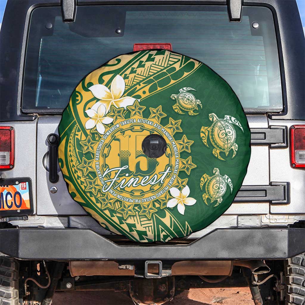 Cook Islands 15 Finest Spare Tire Cover Plumeria Polynesian Turtle LT05 Green - Polynesian Pride