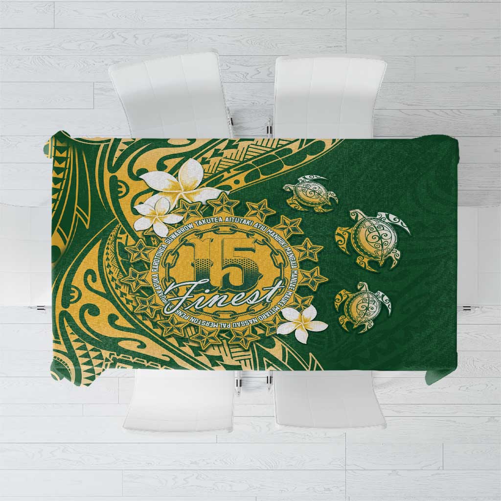 Cook Islands 15 Finest Tablecloth Plumeria Polynesian Turtle LT05 Green - Polynesian Pride