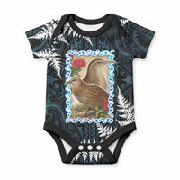 New Zealand Weka Baby Onesie Maori Hen Koru Pattern LT05 Black - Polynesian Pride