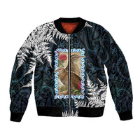 New Zealand Weka Bomber Jacket Maori Hen Koru Pattern LT05 Unisex Black - Polynesian Pride