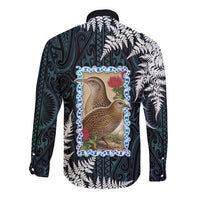 New Zealand Weka Long Sleeve Button Shirt Maori Hen Koru Pattern LT05 - Polynesian Pride