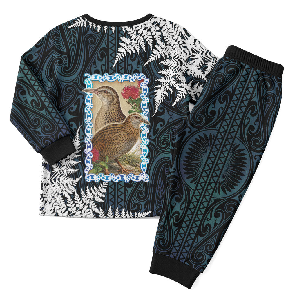 New Zealand Weka Christmas Pajama Set Maori Hen Koru Pattern