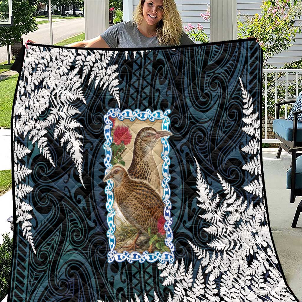 New Zealand Weka Quilt Maori Hen Koru Pattern LT05 Black - Polynesian Pride