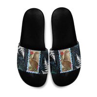 New Zealand Weka Slide Sandals Maori Hen Koru Pattern LT05 Black - Polynesian Pride
