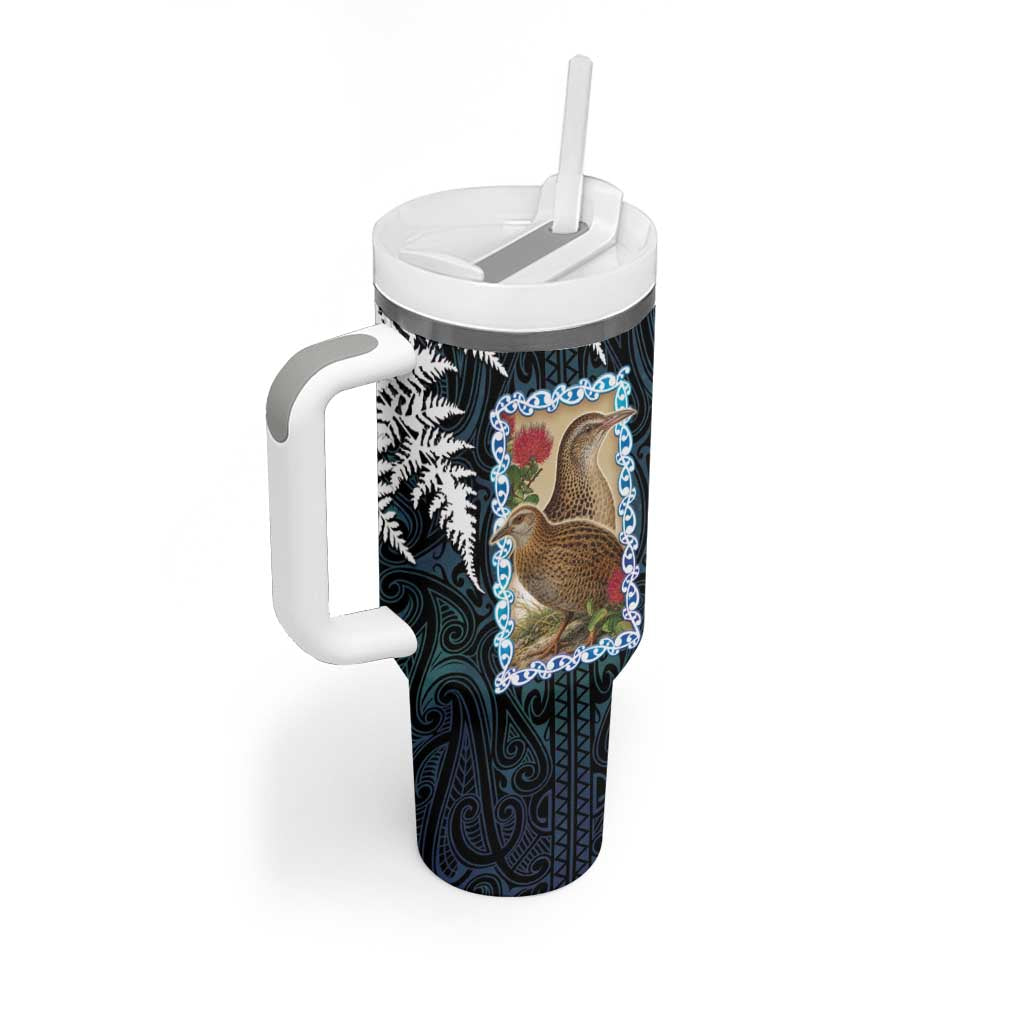 New Zealand Weka Tumbler With Handle Maori Hen Koru Pattern LT05 - Polynesian Pride