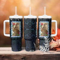 New Zealand Weka Tumbler With Handle Maori Hen Koru Pattern LT05 - Polynesian Pride