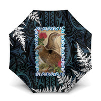 New Zealand Weka Umbrella Maori Hen Koru Pattern LT05 One Size Folded 11.42 inch Opened Diameter 37.4 inch Black - Polynesian Pride