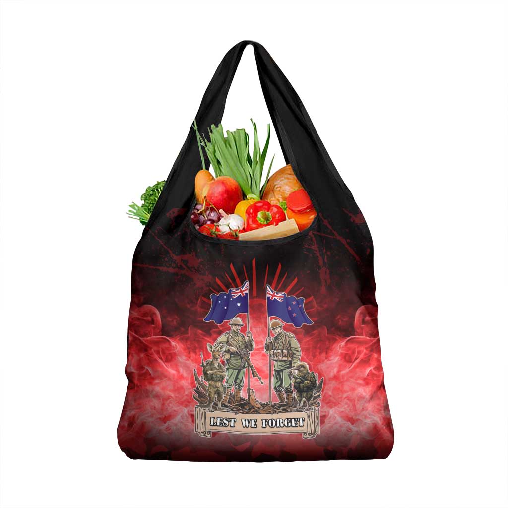 Australia And New Zealand ANZAC Day Grocery Bag Soldiers Lest We Forget LT05 1-pack One Size Red - Polynesian Pride
