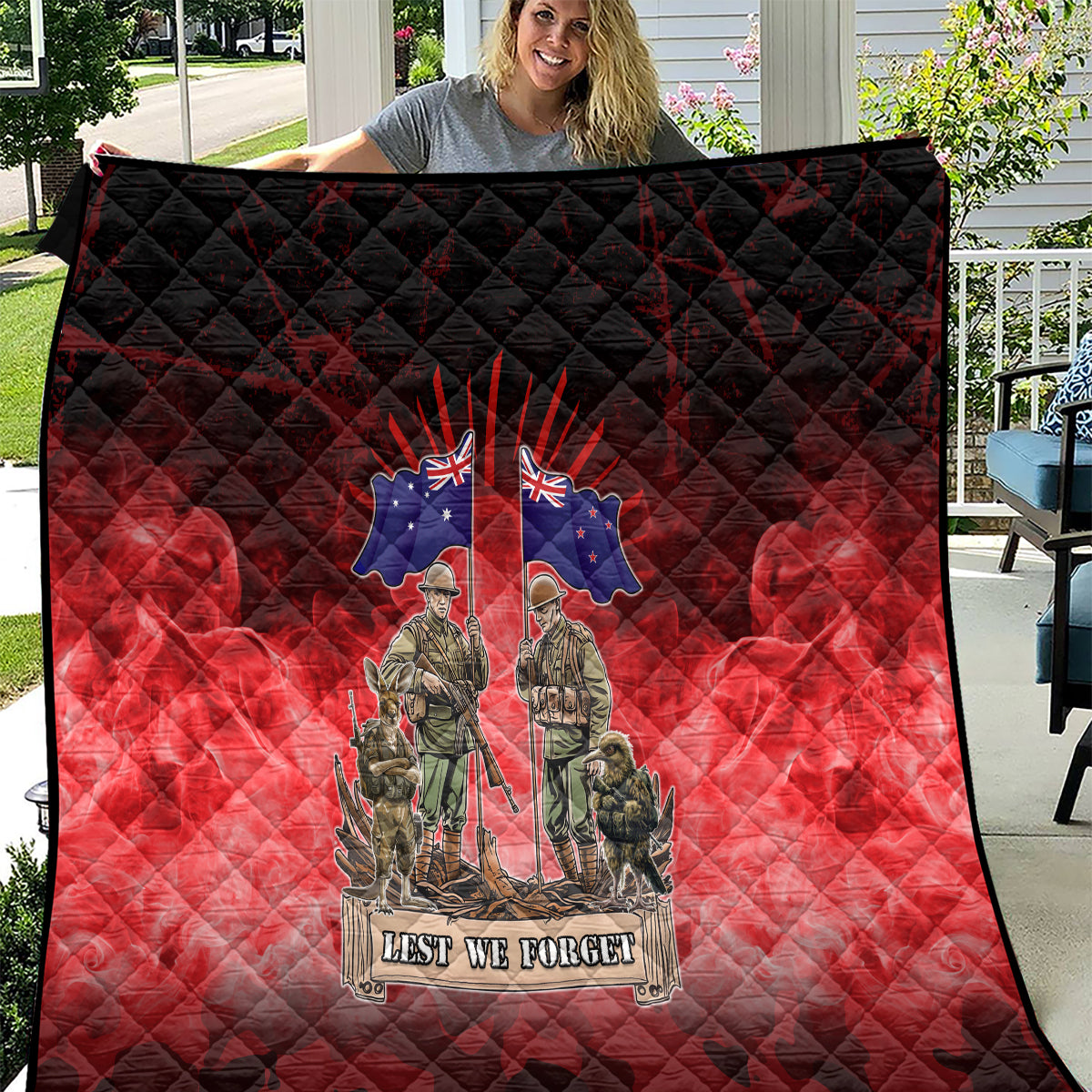 Australia And New Zealand ANZAC Day Quilt Soldiers Lest We Forget LT05 Red - Polynesian Pride