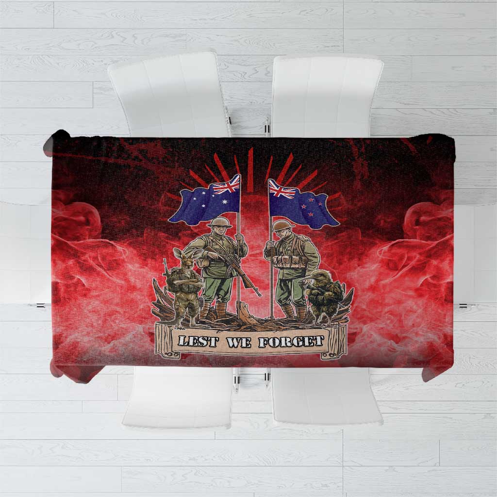 Australia And New Zealand ANZAC Day Tablecloth Soldiers Lest We Forget LT05 Red - Polynesian Pride