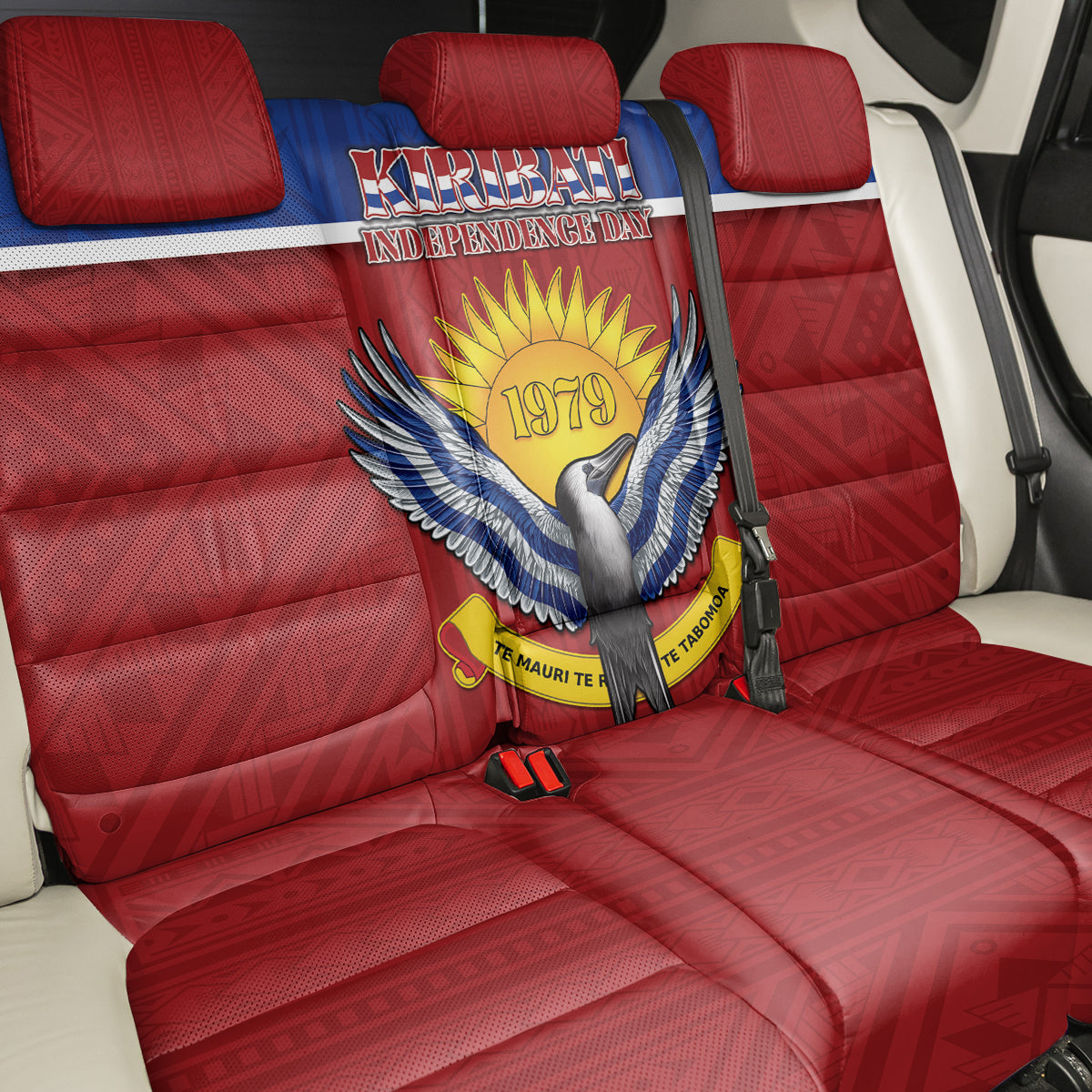 Kiribati 45th Independence Day Back Car Seat Cover Lesser Frigatebird Tribal Pattern LT05 - Polynesian Pride
