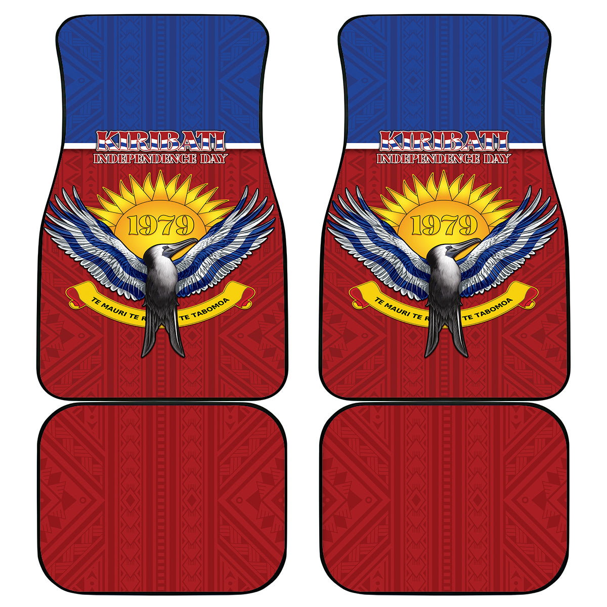 Kiribati 45th Independence Day Car Mats Lesser Frigatebird Tribal Pattern LT05 - Polynesian Pride