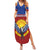 Kiribati 45th Independence Day Family Matching Summer Maxi Dress and Hawaiian Shirt Lesser Frigatebird Tribal Pattern