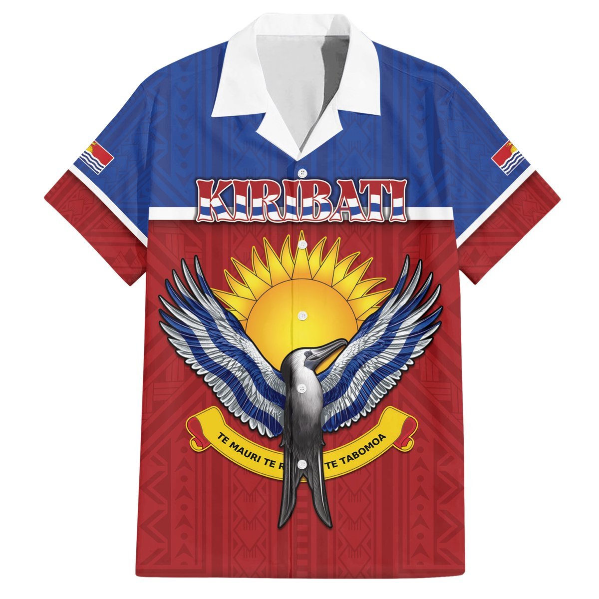 Kiribati 45th Independence Day Hawaiian Shirt Lesser Frigatebird Tribal Pattern LT05 Red - Polynesian Pride