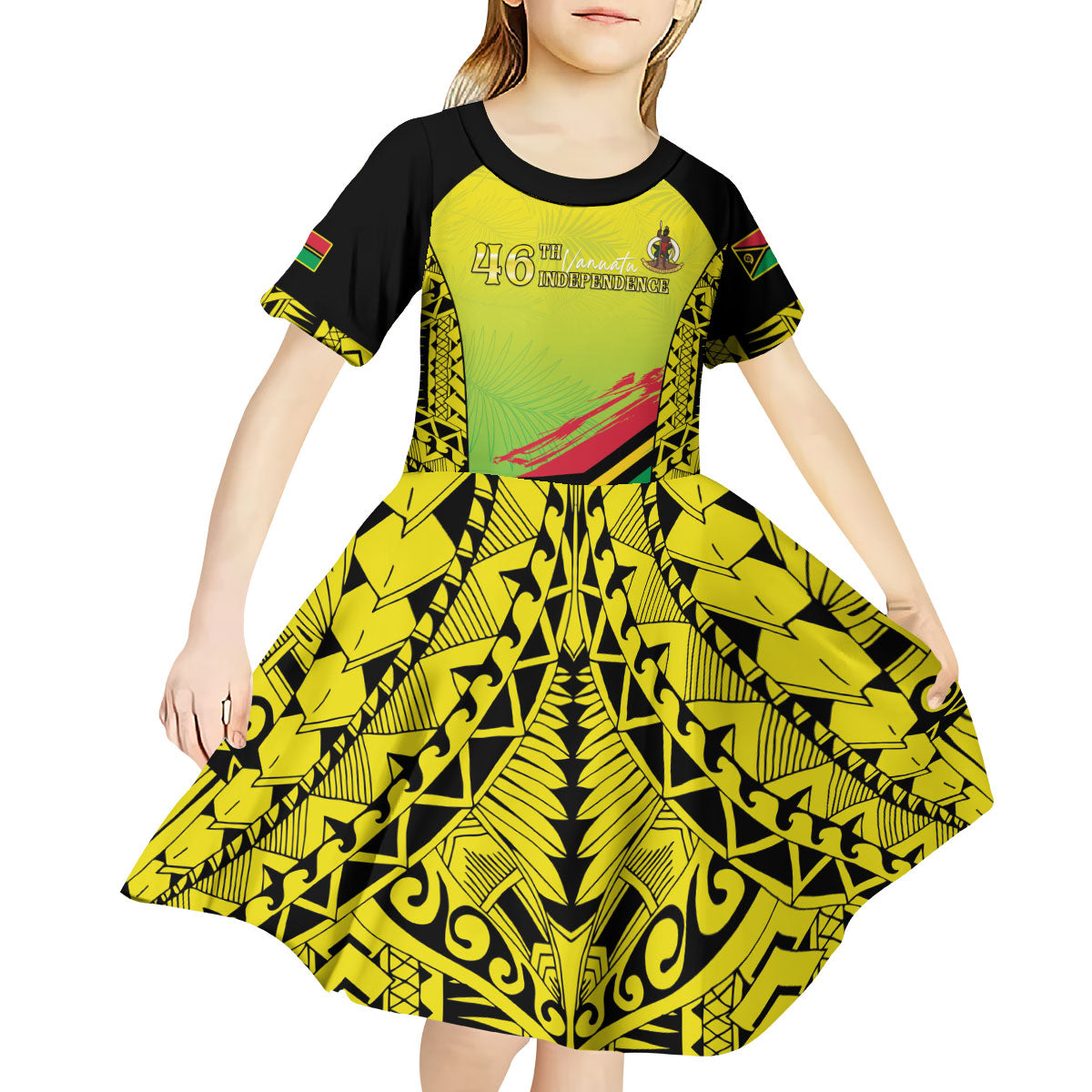 Vanuatu 46th Independence Kid Short Sleeve Dress Special Style LT05 - Polynesian Pride