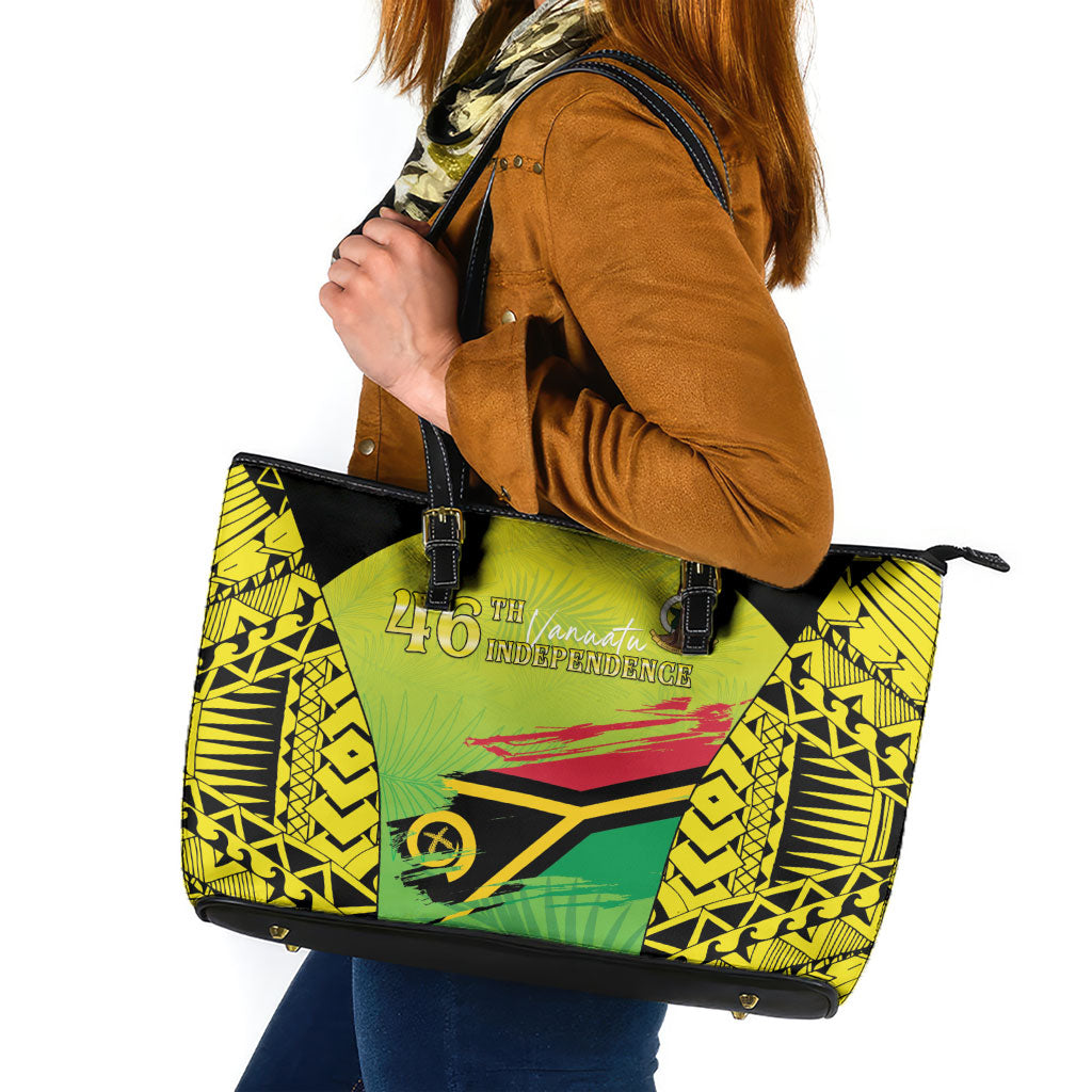 Vanuatu 46th Independence Leather Tote Bag Special Style LT05 Yellow - Polynesian Pride
