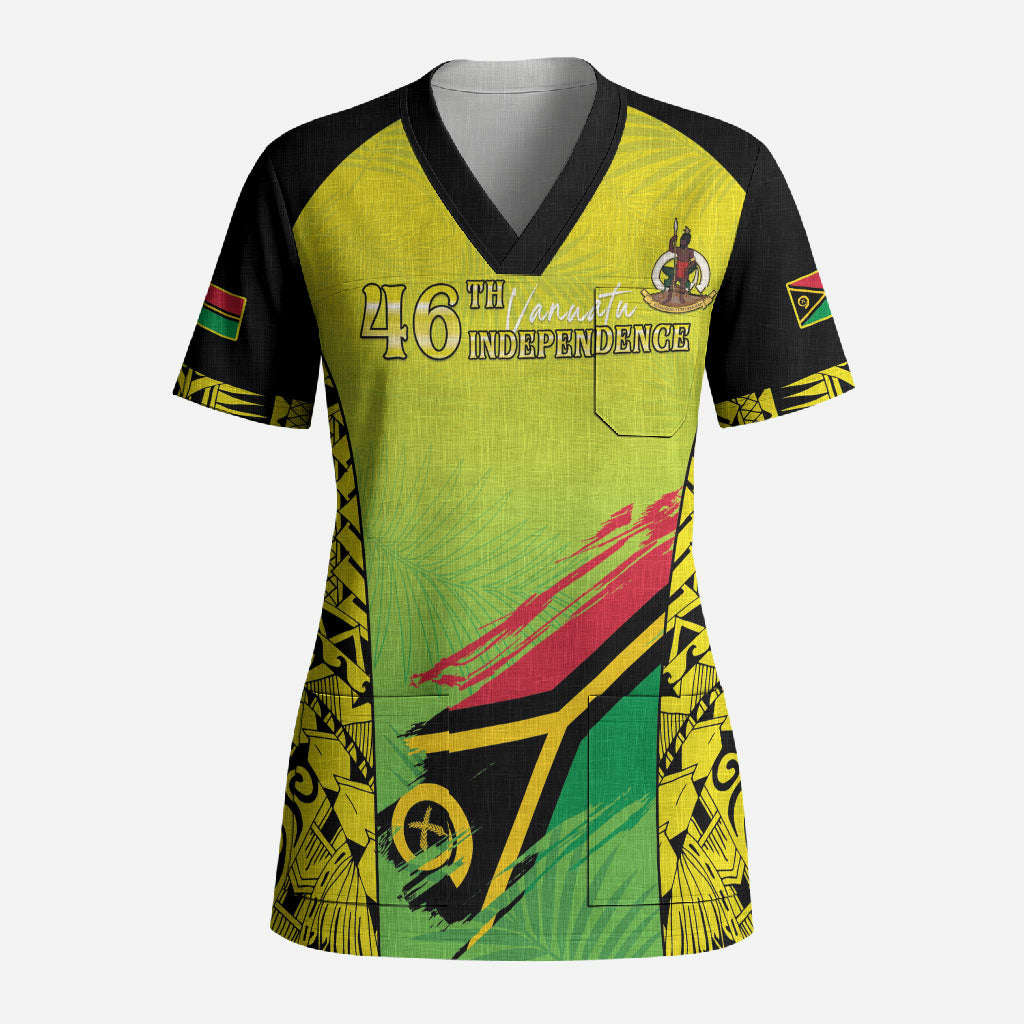Vanuatu 46th Independence Scrub Top Special Style LT05 Adult Yellow - Polynesian Pride