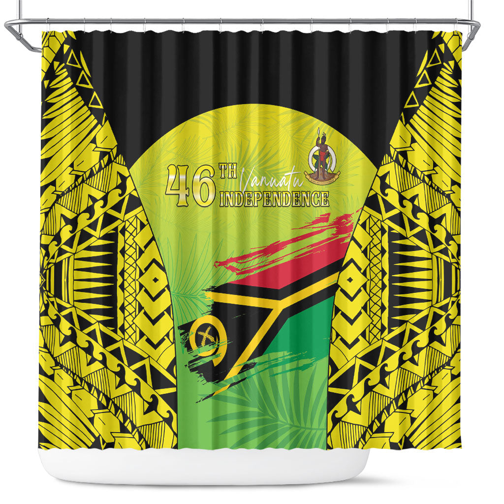 Vanuatu 46th Independence Shower Curtain Special Style LT05 Yellow - Polynesian Pride