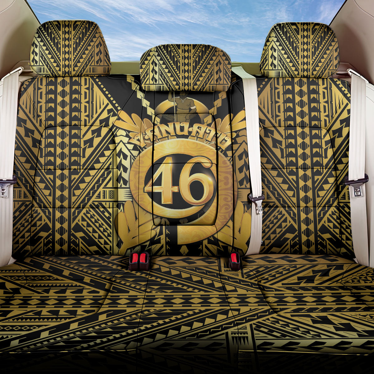Vanuatu 46th Anniversary Of Independence Back Car Seat Cover Gold Style LT05 One Size Gold - Polynesian Pride