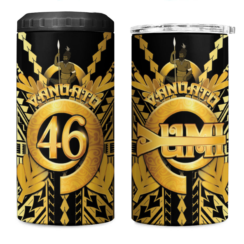 Vanuatu 46th Anniversary Of Independence 4 in 1 Can Cooler Tumbler Gold Style LT05 One Size: 16 oz Gold - Polynesian Pride
