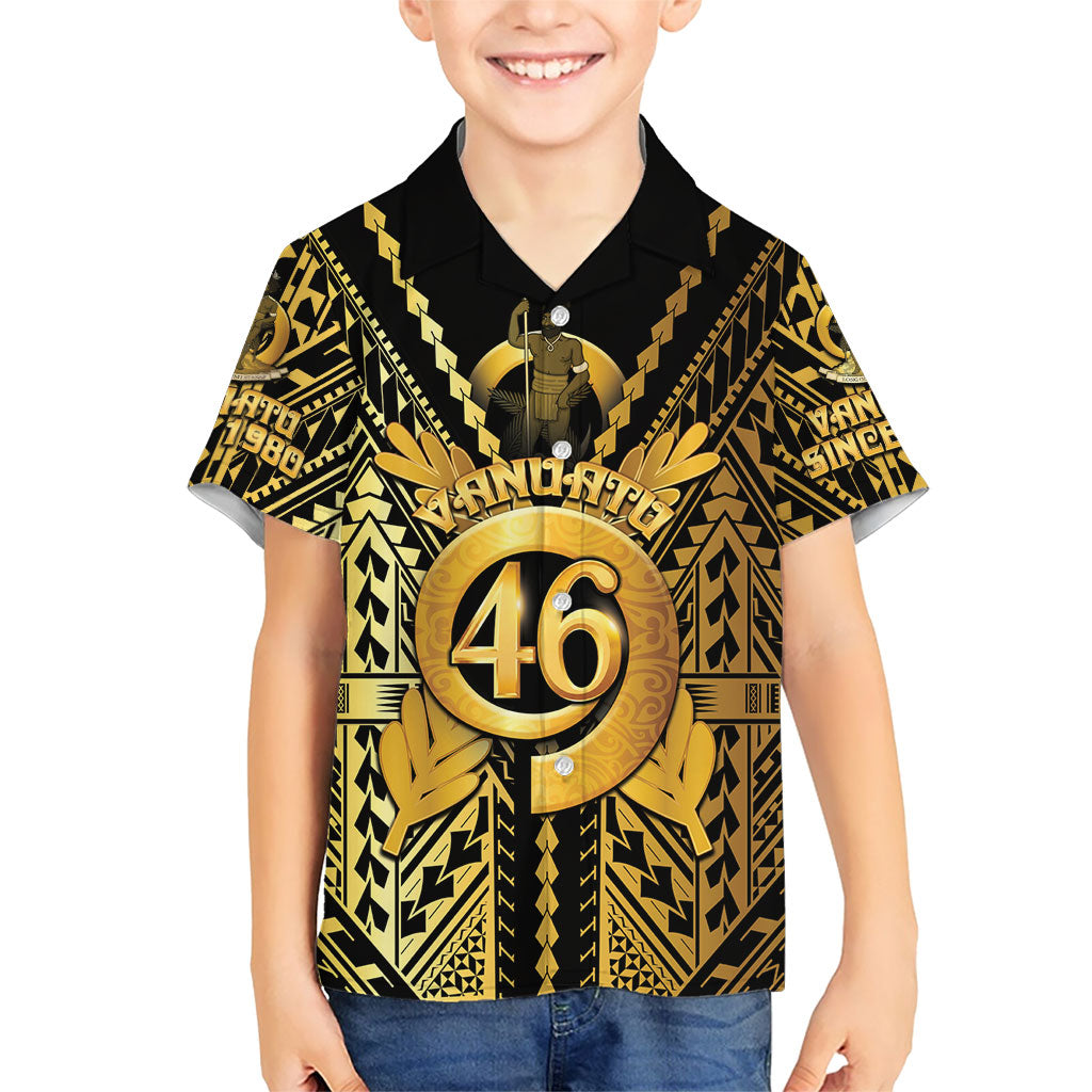 Vanuatu 46th Anniversary Of Independence Kid Hawaiian Shirt Gold Style LT05 Kid Gold - Polynesian Pride