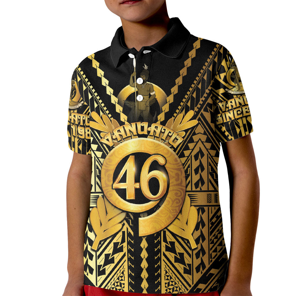 Vanuatu 46th Anniversary Of Independence Kid Polo Shirt Gold Style LT05 Kid Gold - Polynesian Pride
