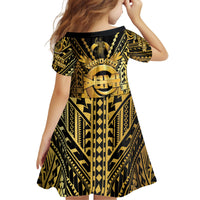 Vanuatu 46th Anniversary Of Independence Kid Short Sleeve Dress Gold Style LT05 - Polynesian Pride