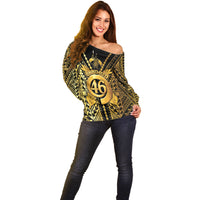 Vanuatu 46th Anniversary Of Independence Off Shoulder Sweater Gold Style LT05 - Polynesian Pride