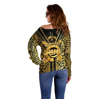 Vanuatu 46th Anniversary Of Independence Off Shoulder Sweater Gold Style LT05 - Polynesian Pride