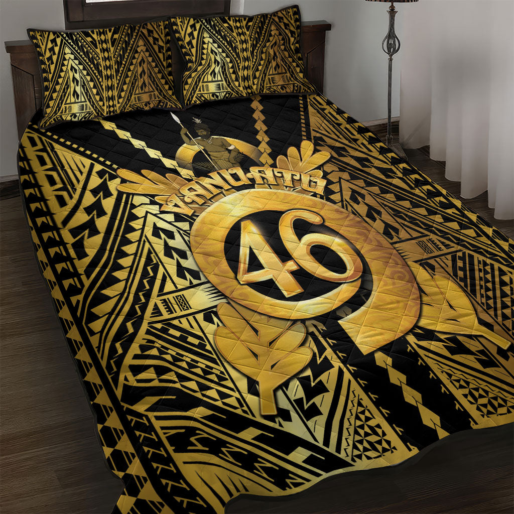 Vanuatu 46th Anniversary Of Independence Quilt Bed Set Gold Style LT05 Gold - Polynesian Pride