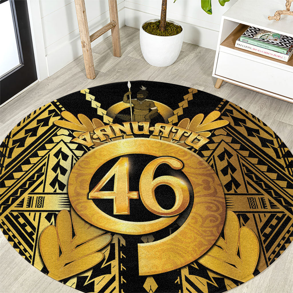 Vanuatu 46th Anniversary Of Independence Round Carpet Gold Style LT05 Gold - Polynesian Pride