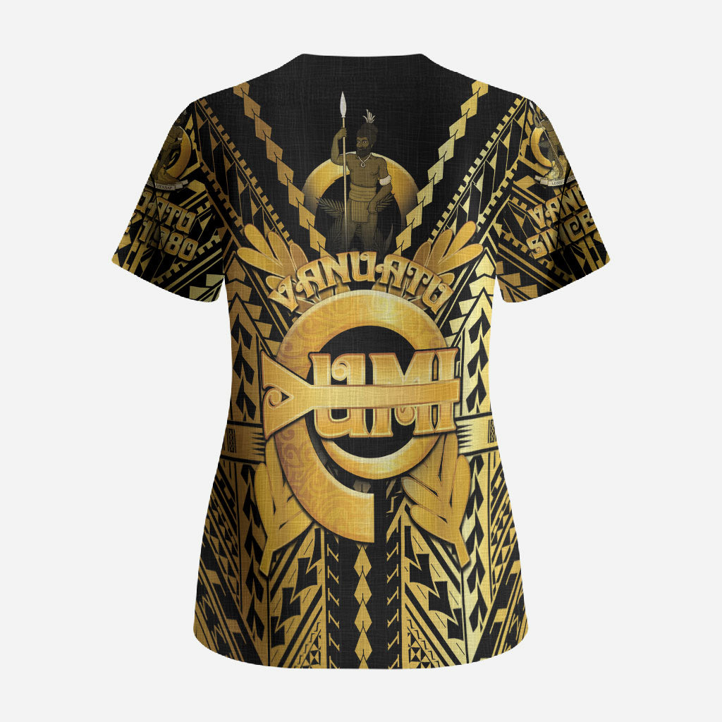 Vanuatu 46th Anniversary Of Independence Scrub Top Gold Style LT05 - Polynesian Pride