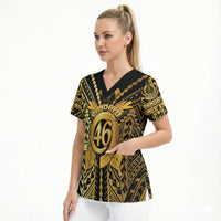 Vanuatu 46th Anniversary Of Independence Scrub Top Gold Style LT05 - Polynesian Pride