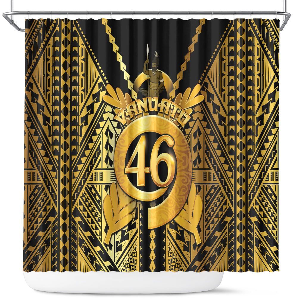 Vanuatu 46th Anniversary Of Independence Shower Curtain Gold Style LT05 Gold - Polynesian Pride