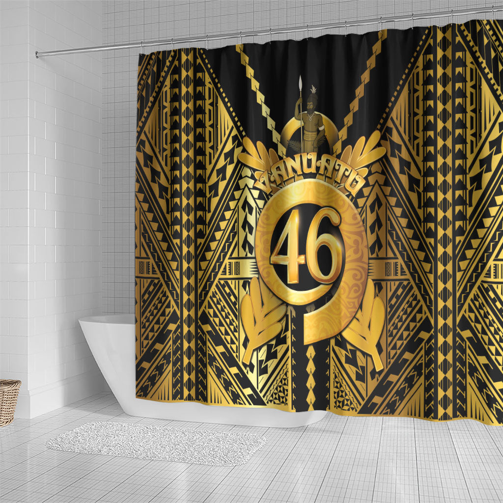 Vanuatu 46th Anniversary Of Independence Shower Curtain Gold Style LT05 - Polynesian Pride