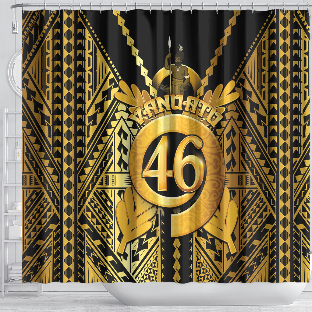 Vanuatu 46th Anniversary Of Independence Shower Curtain Gold Style LT05 - Polynesian Pride