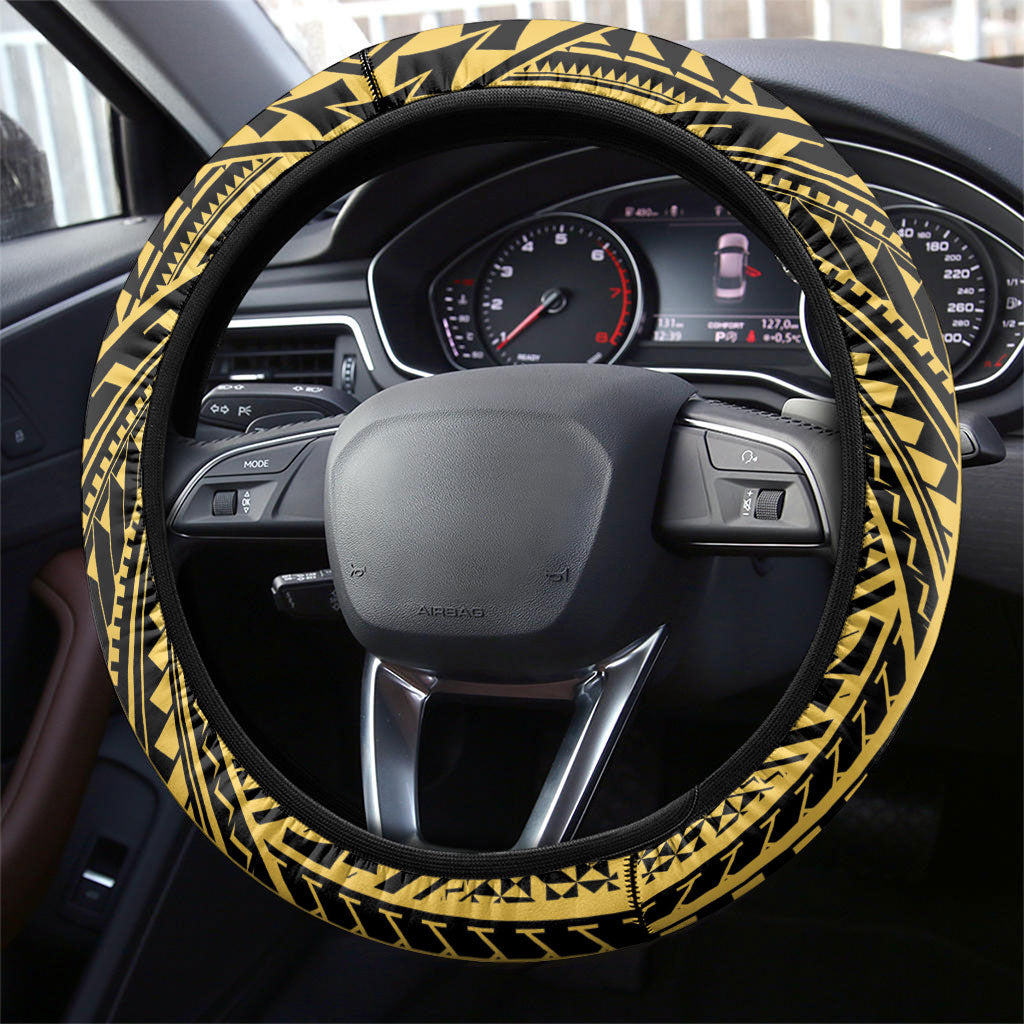 Vanuatu 46th Anniversary Of Independence Steering Wheel Cover Gold Style LT05 - Polynesian Pride