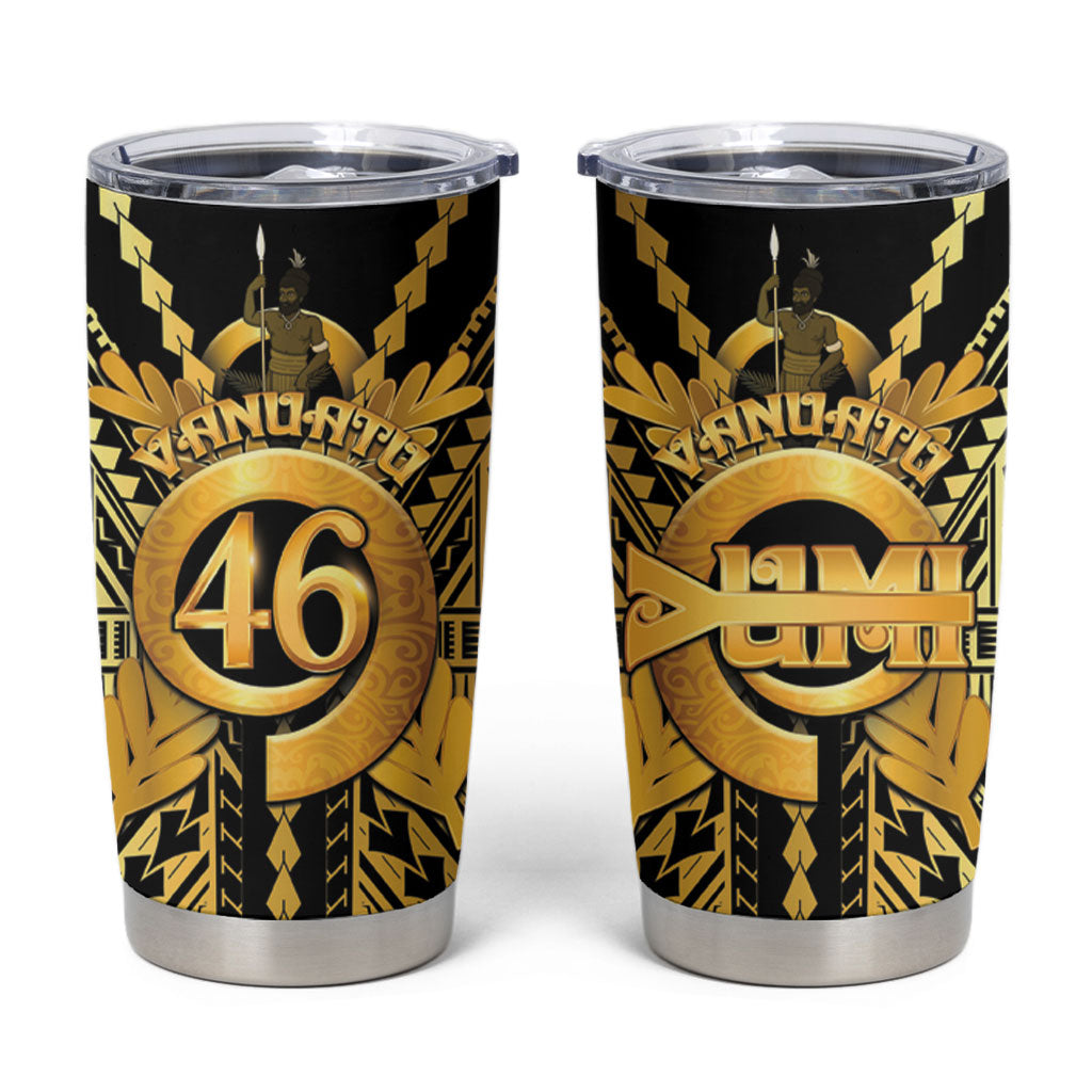 Vanuatu 46th Anniversary Of Independence Tumbler Cup Gold Style LT05 Gold - Polynesian Pride
